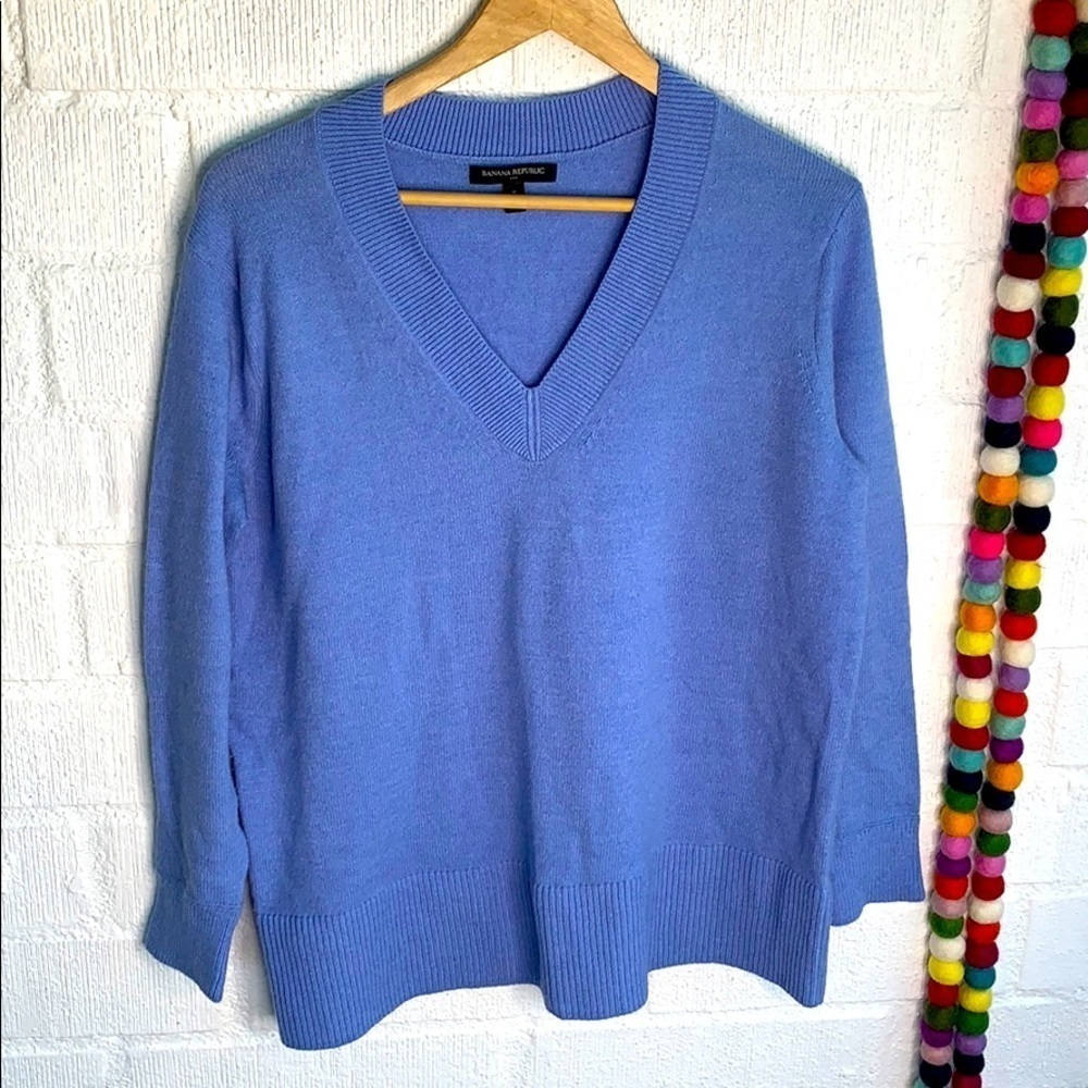 Banana Republic Acrylic Knit V neck Blue Oversized Sweater sz S